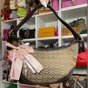 Coach Vintage Y2K Brown Signature Mini Soho Hobo Bag